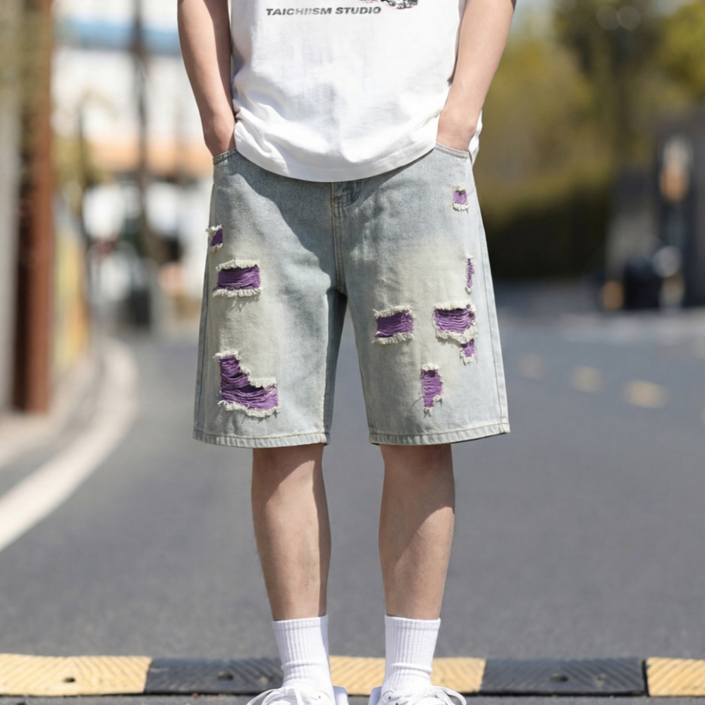 Men's Lined Ripped Denim Short - Fly Line recensie en prijs