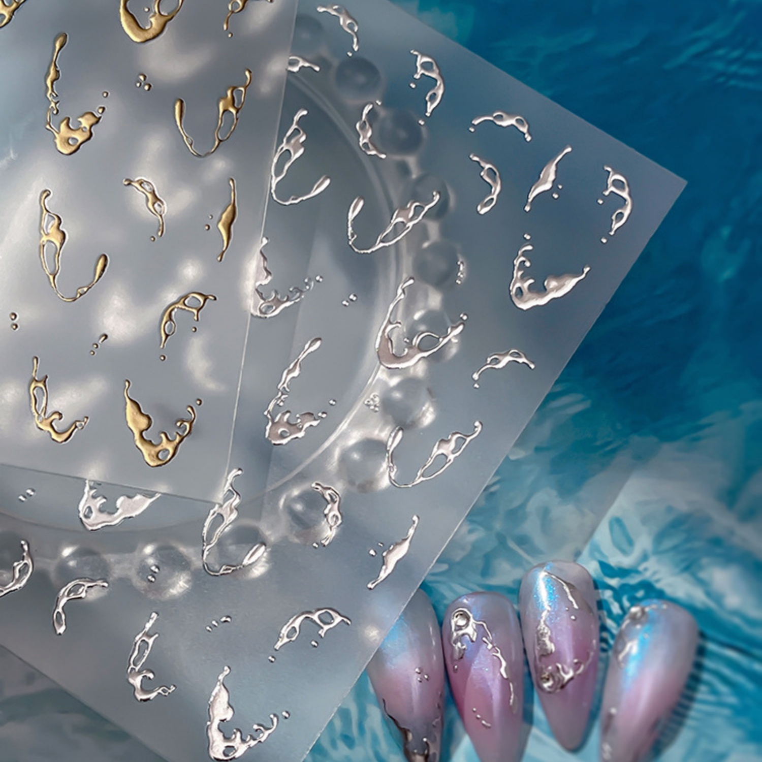 Gold Foil Water Splash 5D Nail - Freshwater Line recensie en prijs