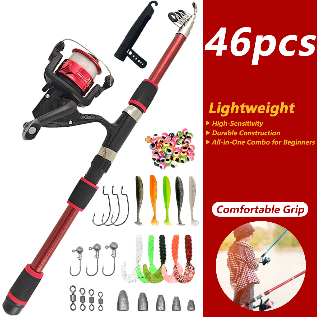 46Pcs Telescopic Fishing Rod R - Freshwater Line recensie en prijs