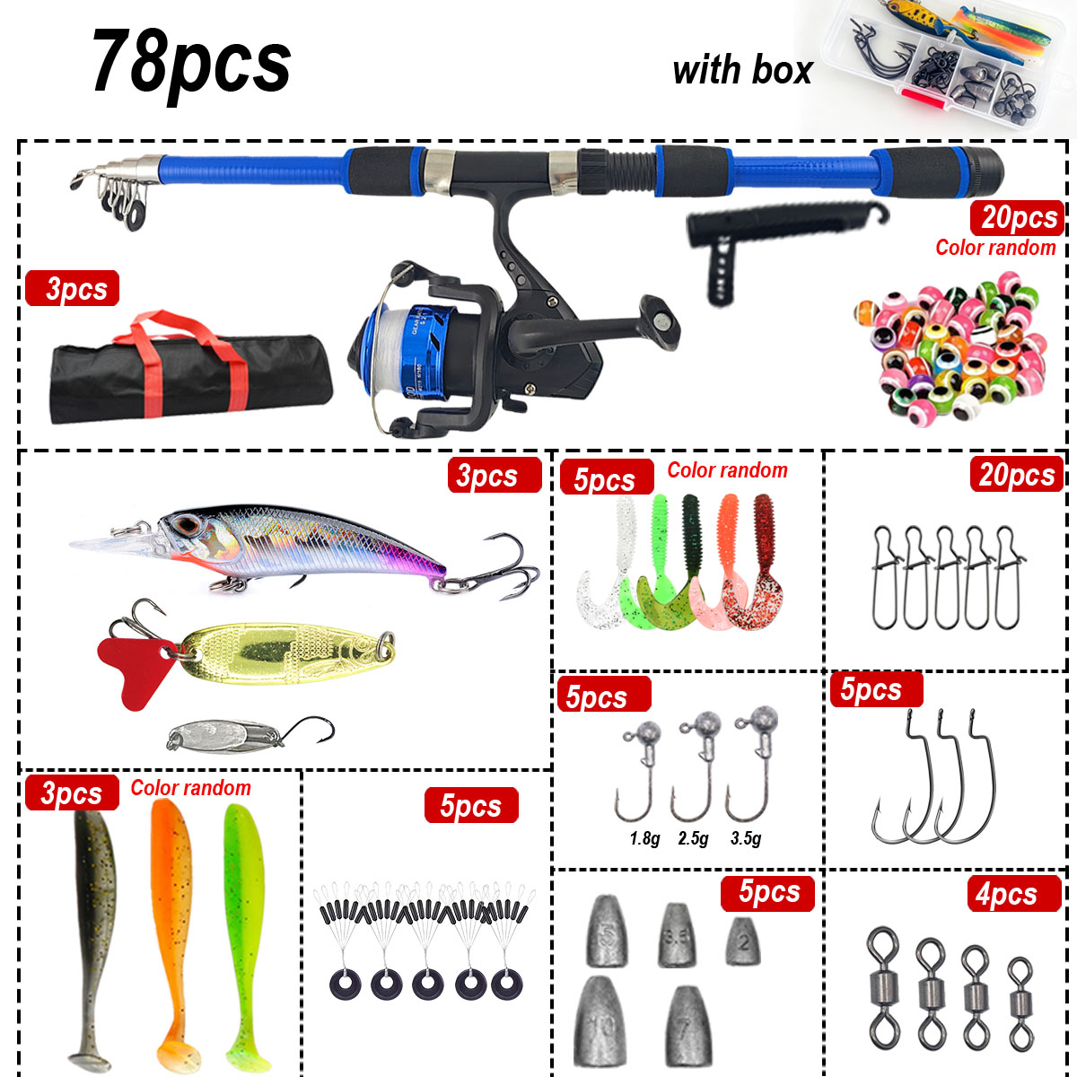 46Pcs Telescopic Fishing Rod R - Freshwater Line recensie en prijs
