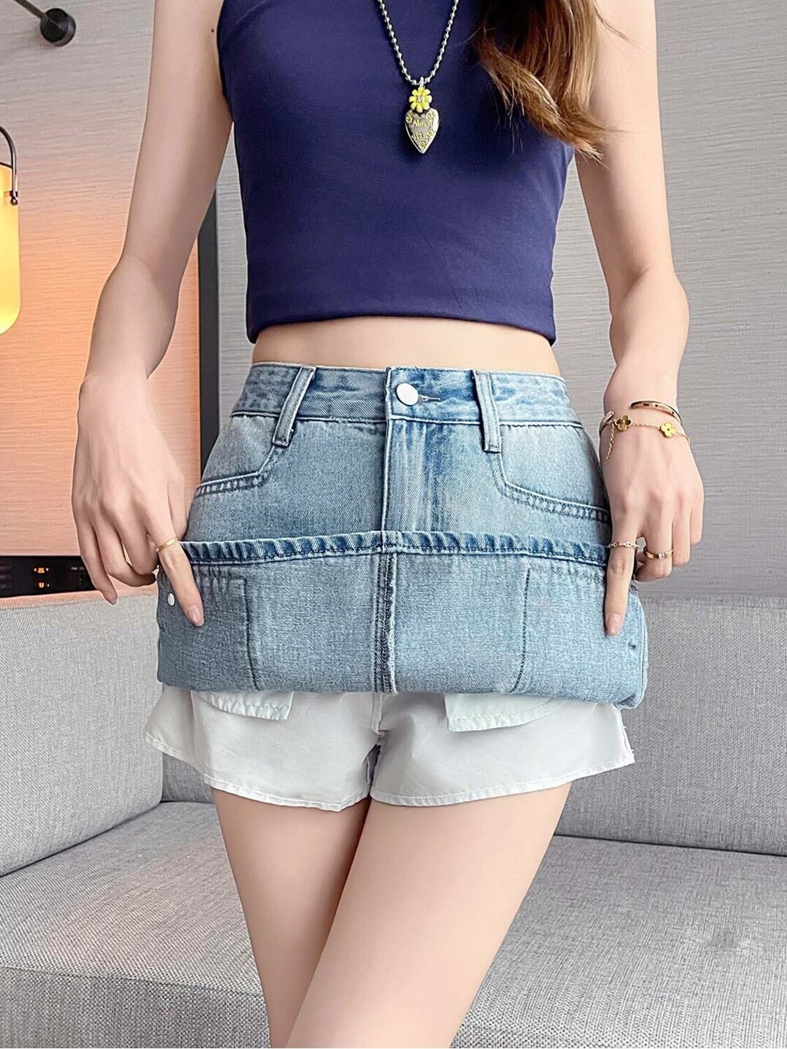 Women High Waist Cargo Denim M - Fly Line recensie en prijs